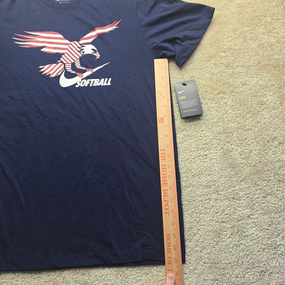 Nike Dri-FIT Softball T Shirt Eagle USA Flag Graphic Navy Blue Women's - Picture 5 of 7